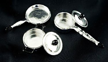 Set/Lot Kitchen Metal Cooking Pan Dollhouse Miniature #10862