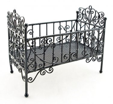 Black Wire Nursery Baby Grow Crib Dollhouse Furniture #10866