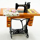Vintage Black Sewing Machine Table Dollhouse Miniature #10868