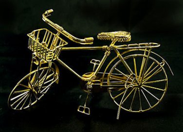 Vintage Gold Wire Bicycle Bike Rare Dollhouse Miniature #10907