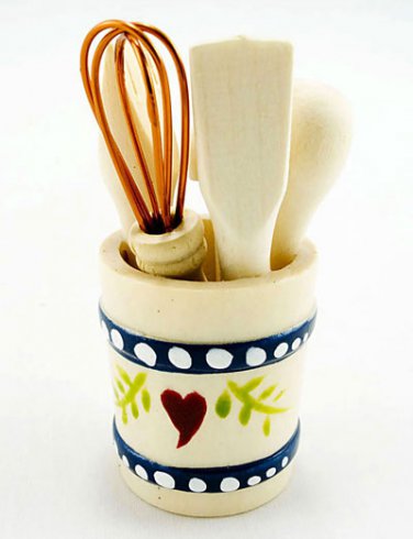 Kitchen Cooking Utencils Bucket Dollhouse Miniature Set #10924