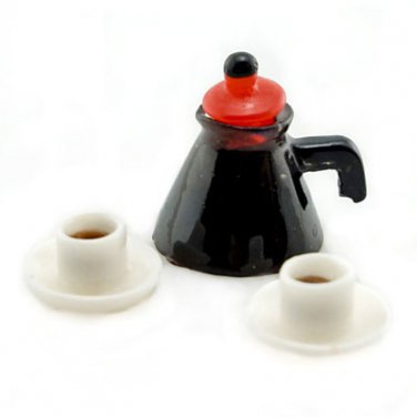 Set Coffee Cup Pot Cafe Shop Doll's Dollhouse Miniature #10978