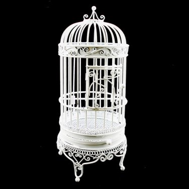 White Wire Birdcage Jewelry Display Dollhouse Furniture #11012