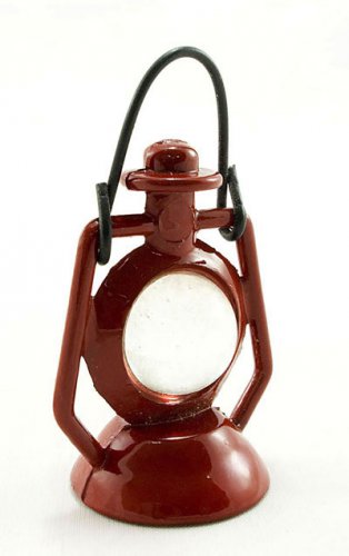 Vintage Antique Red Metal Oil Lamp Dollhouse Miniature #11132