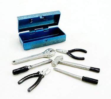 Metal Tool Kits w Metal Case Holder Dollhouse Miniature #11138