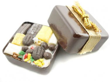 Square Brown Deluxe Fast Food Box Dollhouse Miniature #11158
