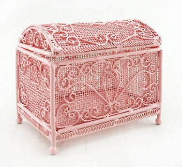 Pink Filigree Deluxe Jewellery Box Dollhouse Miniature #11175