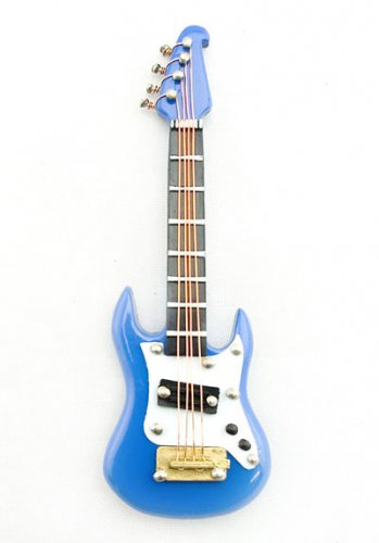 Electric Plug Blue Guitar Musical Dollhouse Miniature #11183