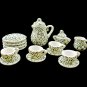 Porcelain Tea Pot Kettle Set Dollhouse Miniature 11pcs #11215