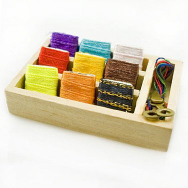 Sewing Box Threads Tools Scissors Dollhouse Miniature #11261
