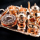 Copper Metal Tea Lid Pot Cups Set Dollhouse Miniature #11331