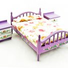 Purple Nursery Bed 2 Nightstand Set Dollhouse Furniture #11349