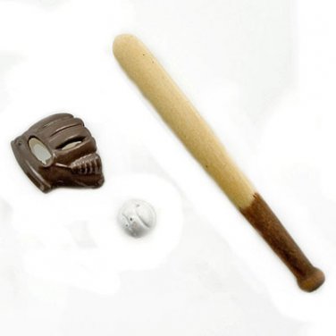 Set Baseball Gloves Ball Bats Gear Dollhouse Miniature #11376
