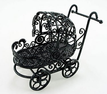 Black Wire Nursery Baby Strollers Dollhouse Miniature #11396