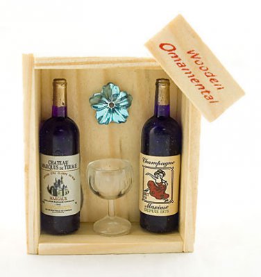 Box Set 2 Champagne Cup Wine Rare Dollhouse Miniature #11398