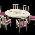 White Pearl Queen Anne Table Chair Dollhouse Furniture #11456