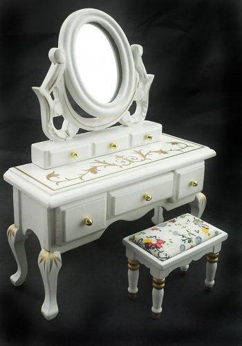 Victorian Vanity Drawer Chair Dollhouse Furniture Set #11496