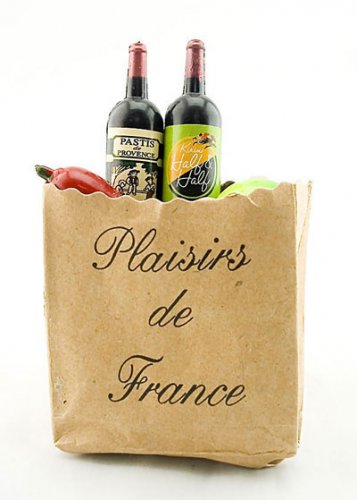 Set Champagne Fruit Vegetables Bag Dollhouse Miniature #11545