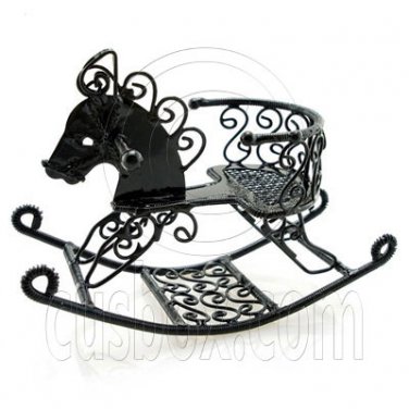 Black Wire Nursery Rocking Horse Dollhouse Miniature #11599