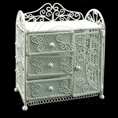 White Wire Dresser Chest with Drawer Dollhouse Furniture #11602