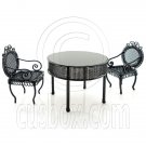 Black Wire Cafe Table Chairs Set Dollhouse Miniature #11606