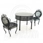 Black Wire Cafe Table Chairs Set Dollhouse Miniature #11606