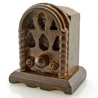 Vintage Walnut Wood Radio Dollhouse Miniature #11609