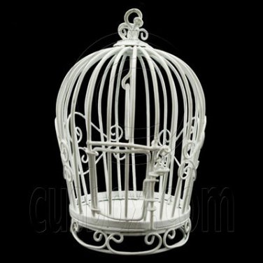White Wire Birdcage Bird's Cage New Dollhouse Miniature #11706