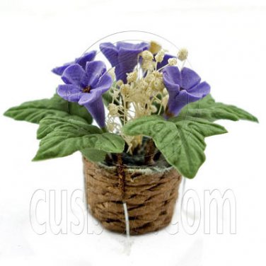 Clay Purple Flower w Pot 1:12 Dolls Dollhouse Miniature #11746