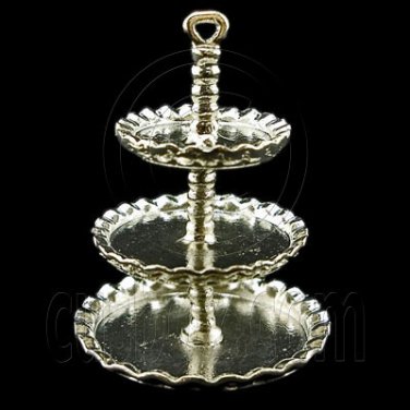3-Tiers Steel Cake Dessert Stand Dollhouse Miniature #11801