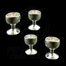 4 x Silver Metal Cup Wineglass New Dollhouse Miniature #11817
