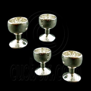 4 x Silver Metal Cup Wineglass New Dollhouse Miniature #11817