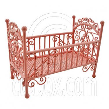 Pink Wire New Bedding Crib Cradle Cot 1:12 Doll's House Dollhouse Furniture MIB #12002