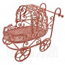Pink Wire Nursery Baby Stroller Pram 1:12 Doll's House Dollhouse Miniature MIB #12003