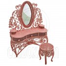 Pink Wire Vanity Mirror + Chair 1:12 Doll's House Dollhouse Furniture Set MIB #12040