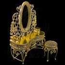 Gold Wire Vanity Mirror + Chair 1:12 Doll's House Dollhouse Furniture Set MIB #12042