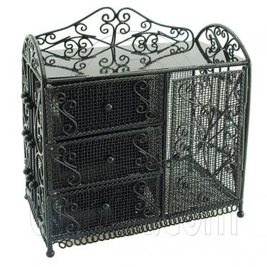 Black Wire Dresser Chest Cabinet 1:6 for Barbie Doll's House Dollhouse Furniture #12059