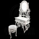 White Wire Vanity Mirror Chair New Set 1:12 Doll's House Dollhouse Furniture MIB #12091