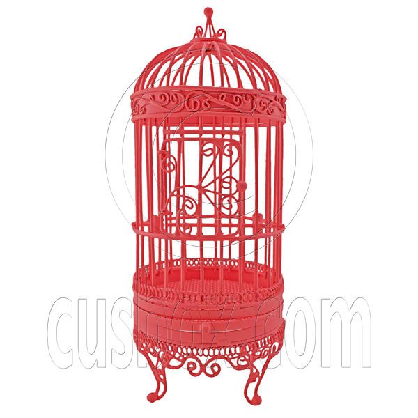 Pink Wire Birdcage Bird's Cage Stand 1:12 Doll's House Dollhouse Miniature MIB #12158