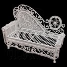White Wire Chaise Longue Long Sofa Sleeper 1:12 Doll's House Dollhouse Furniture #12202