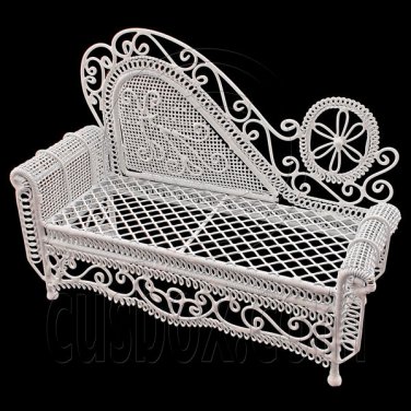 White Wire Chaise Longue Long Sofa Sleeper 1:12 Doll's House Dollhouse Furniture #12202