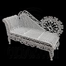 White Wire Chaise Longue Long Sleeper Sofa 1:12 Doll's House Dollhouse Furniture #12246