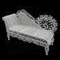 White Wire Chaise Longue Long Sleeper Sofa 1:12 Doll's House Dollhouse Furniture #12246