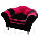 Black Pink Plush Sofa Chair Armchair Jewelry Box 1:6 Barbie Dollhouse Furniture #12279