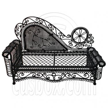 Black Wire Chaise Longue Long Sofa Sleeper 1:12 Doll's House Dollhouse Furniture #12285