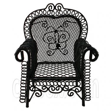 Black Wire Single Armchair Arm Chair Home 1:12 Doll's House Dollhouse Furniture #12296