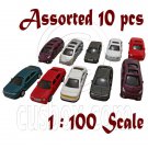 Lot/Set Assorted 10 Painted Auto Car Vehicle RR Train Model 1:100 HO Scale #12267