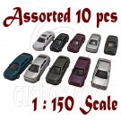 Lot/Set Assorted 10 Painted Auto Car Vehicle RR Train Model 1:150 N Scale #12268