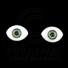 Green Pair Oval Doll Eyes Half Round Acrylic Dolls Eye 12mm Long Iris Dia 5mm #12758
