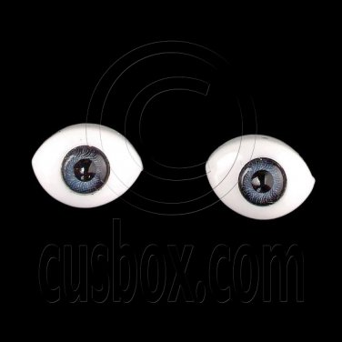 Antique Blue Pair Oval Doll Eyes Half Round Acrylic Dolls Eye 12mm Iris Dia 5mm #12759